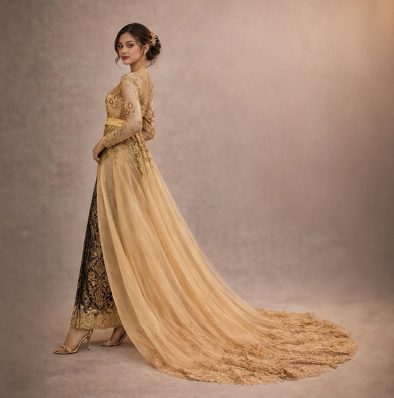 (KE-045) Kebaya Pengantin Emas Vivi