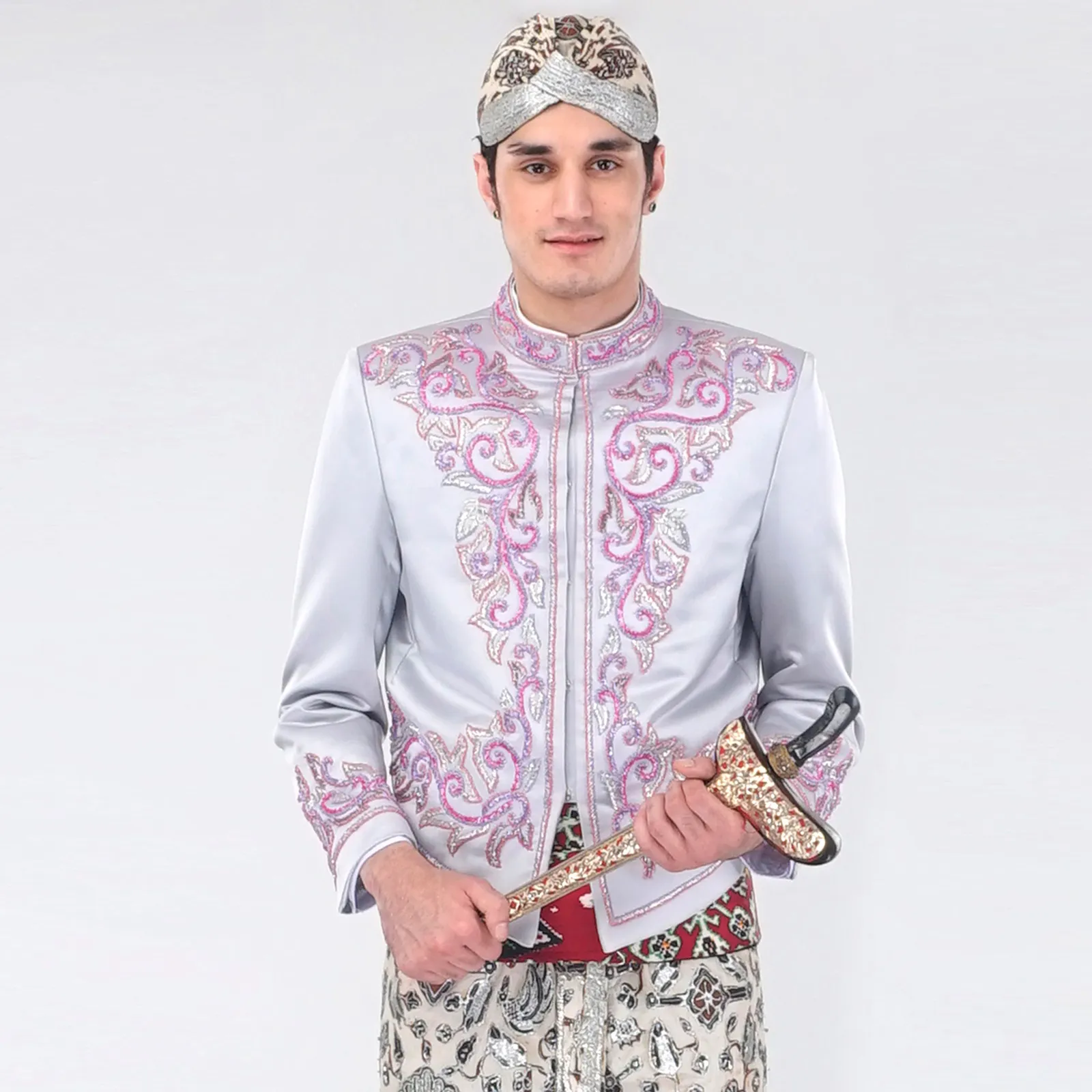 (BJ-004) Beskap Pengantin Abu Pink Peppy