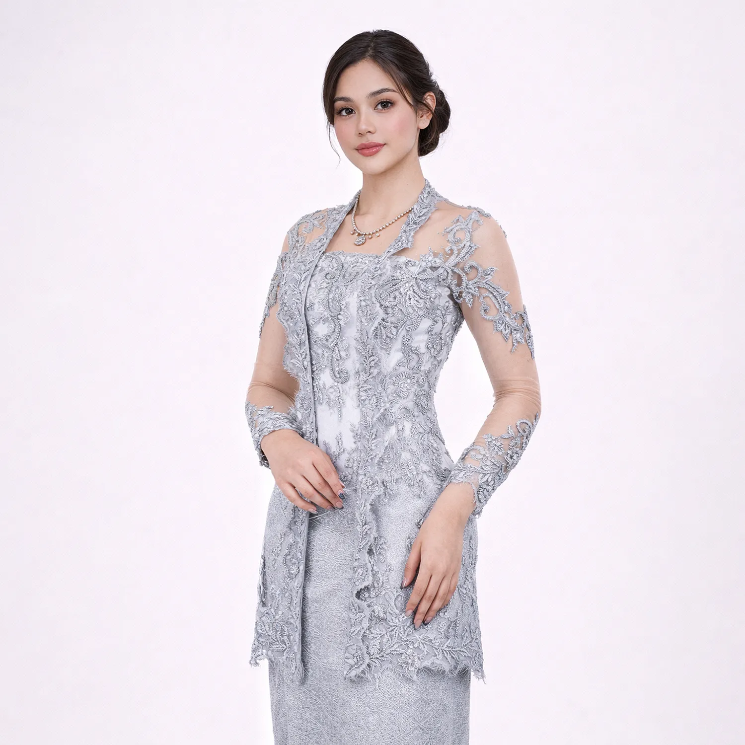 (KE-001) Kebaya Pengantin Abu-Abu Diva