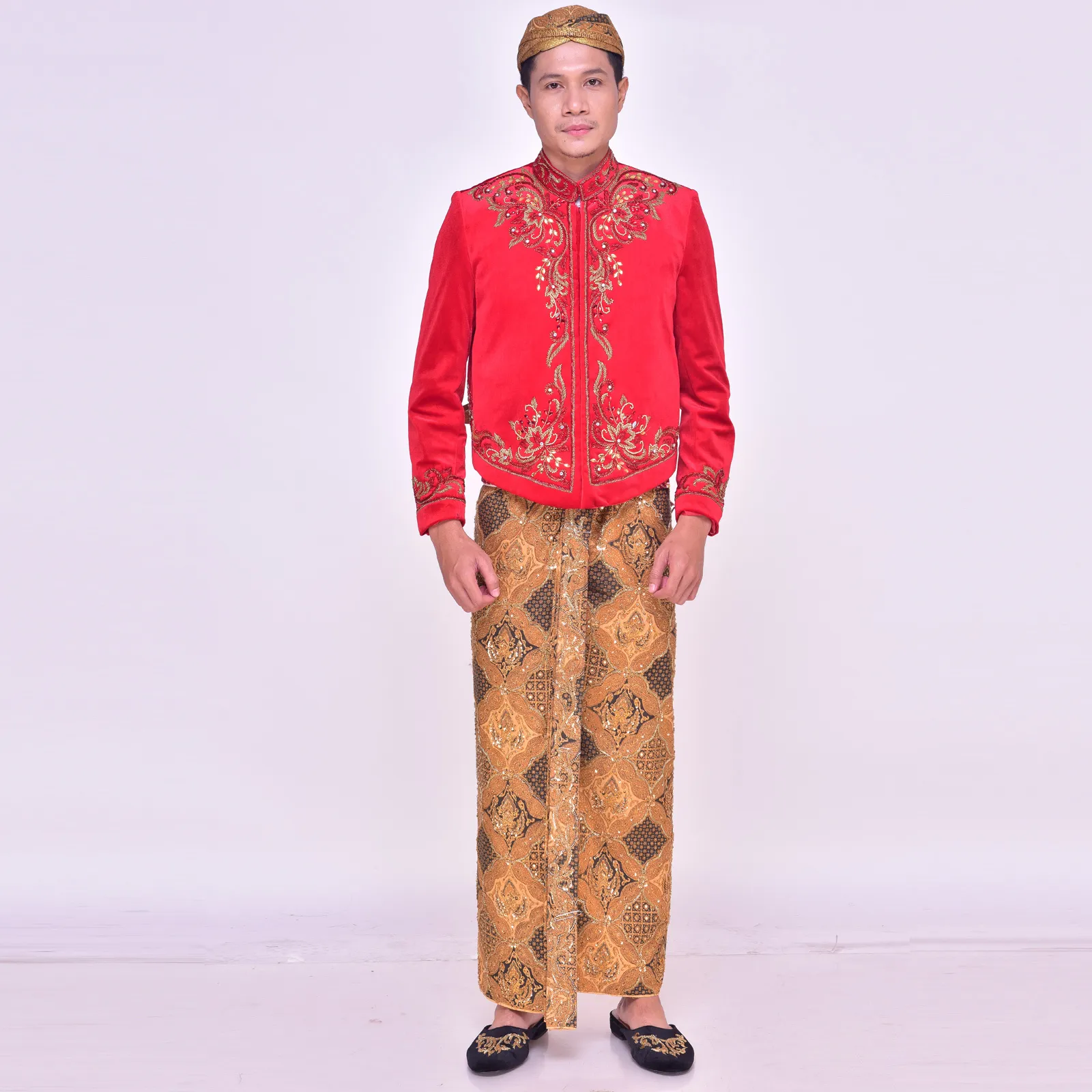 (BJ-115) Beskap Pengantin Bludru Merah Septiana