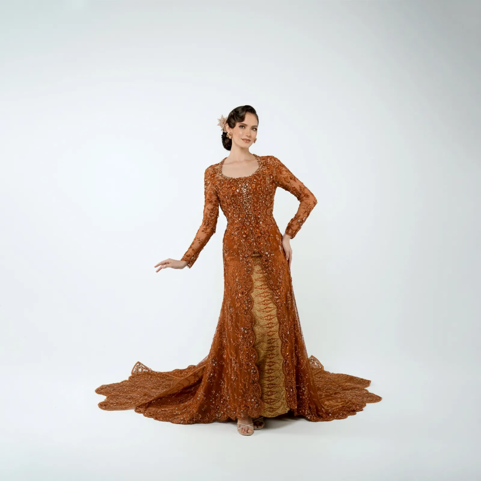 (KE-177) Kebaya Pengantin teracota New