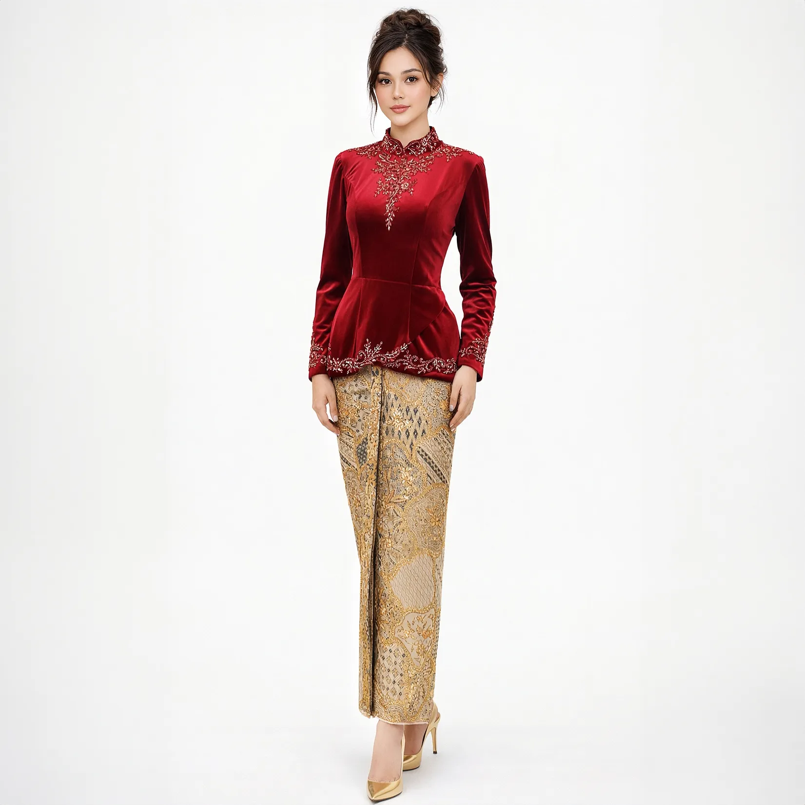 (BT-003) Kebaya Bridesmaid/Engagement/Graduation Bludru Merah