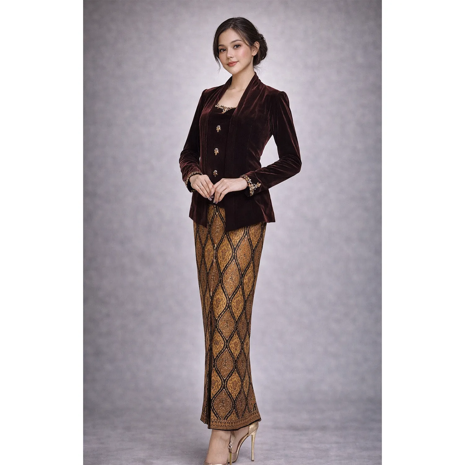 (BT-044) Kebaya Bridesmaid/Engagement/Graduation Bludru Coklat