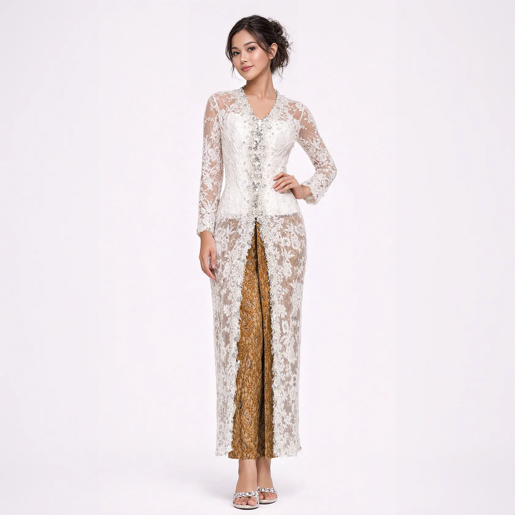 (KE-114) Kebaya Pengantin Putih Dana