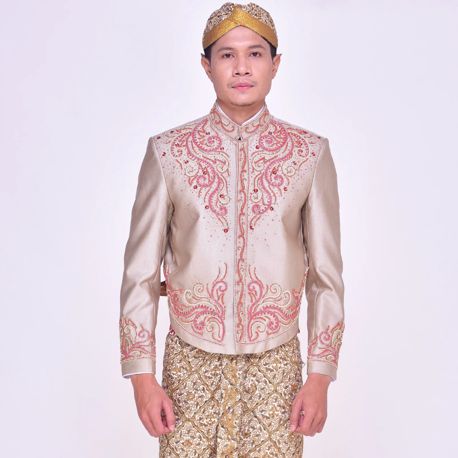 (BJ-120) Beskap Pengantin Coklat Merah Farah