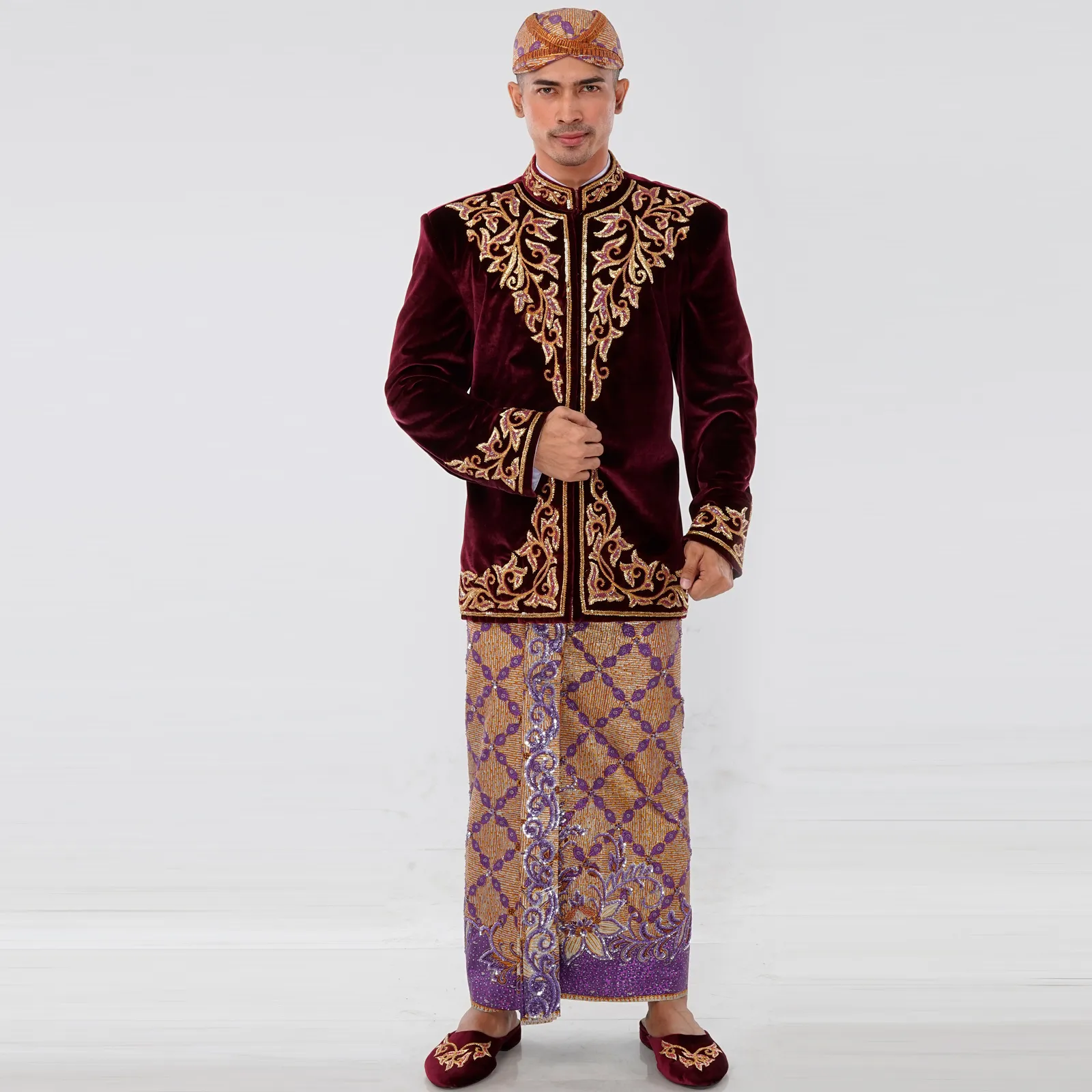 (BS-019) Beskap Pengantin Bludru Magenta Lamia Lala