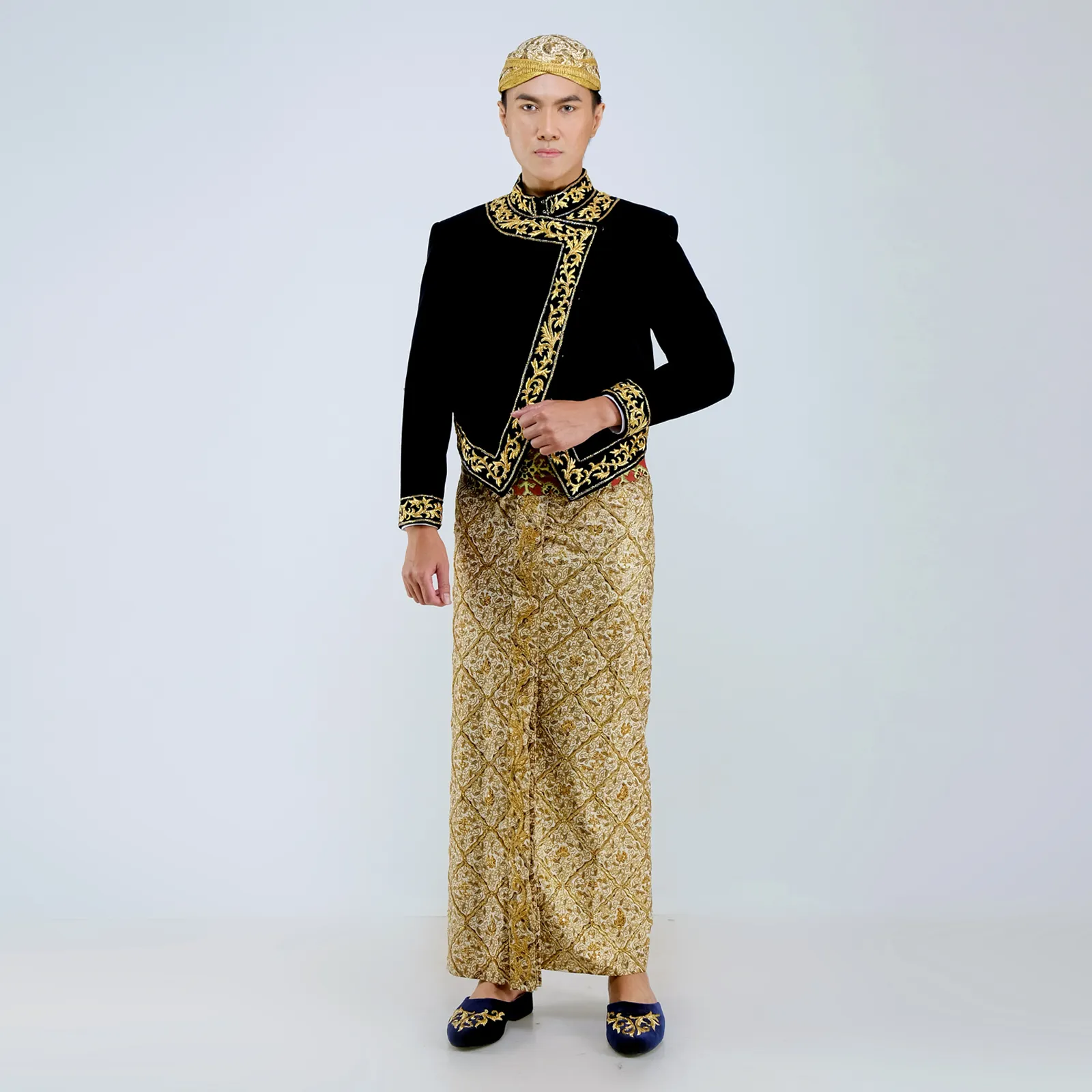 (BJ-196) Beskap Pengantin Bludru Navy Jihan I