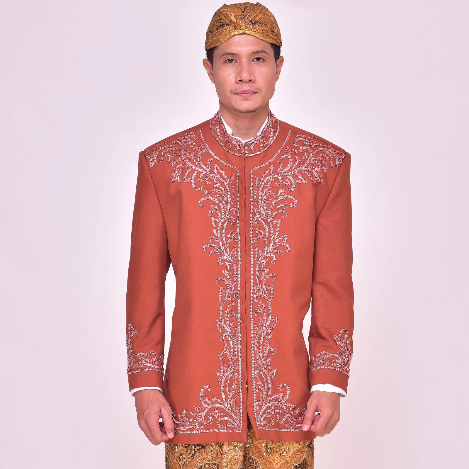 (BS-129) Beskap Pengantin Orange Syifa