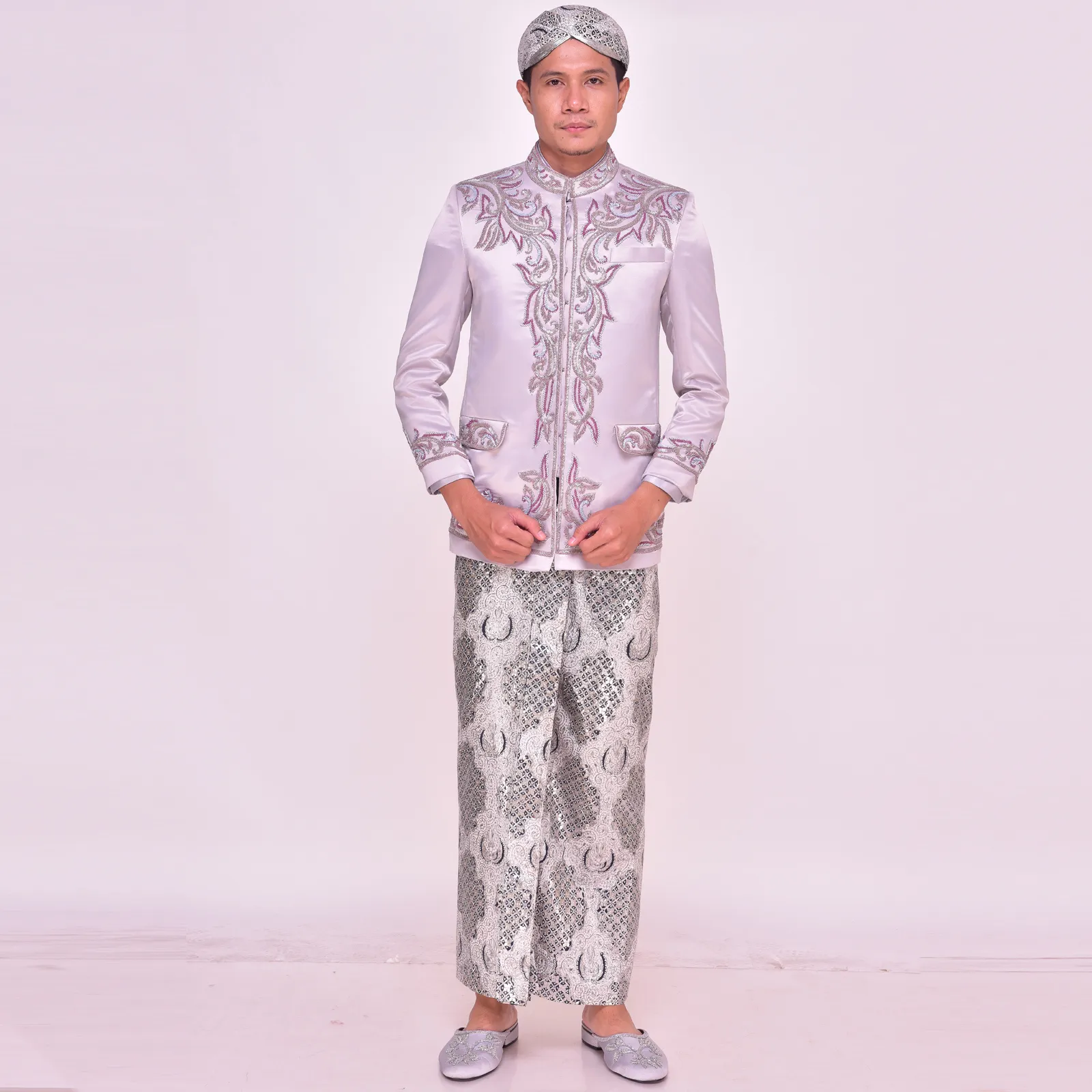 (BS-116) Beskap Pengantin Abu Pink Fazriah