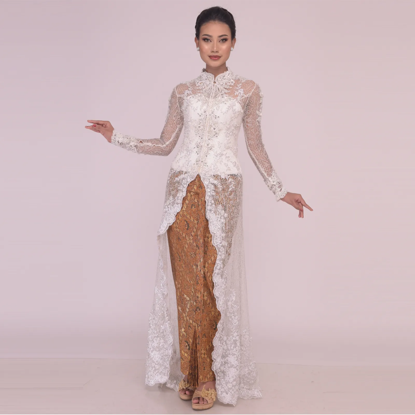 (KE-113) Kebaya Pengantin Putih Brukat Baru