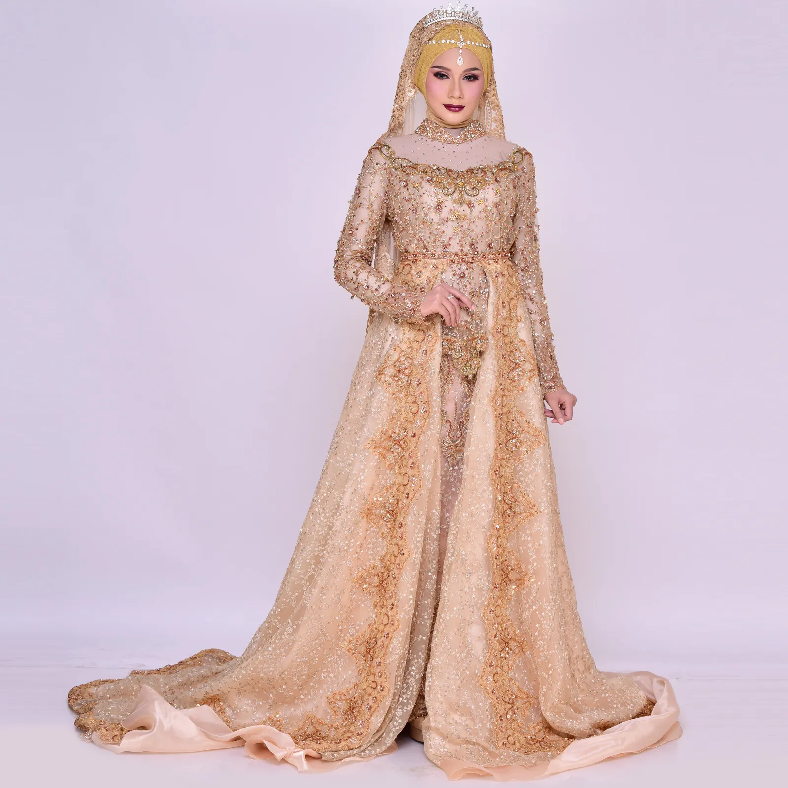 (KE-104) Kebaya Pengantin Gold Dubai