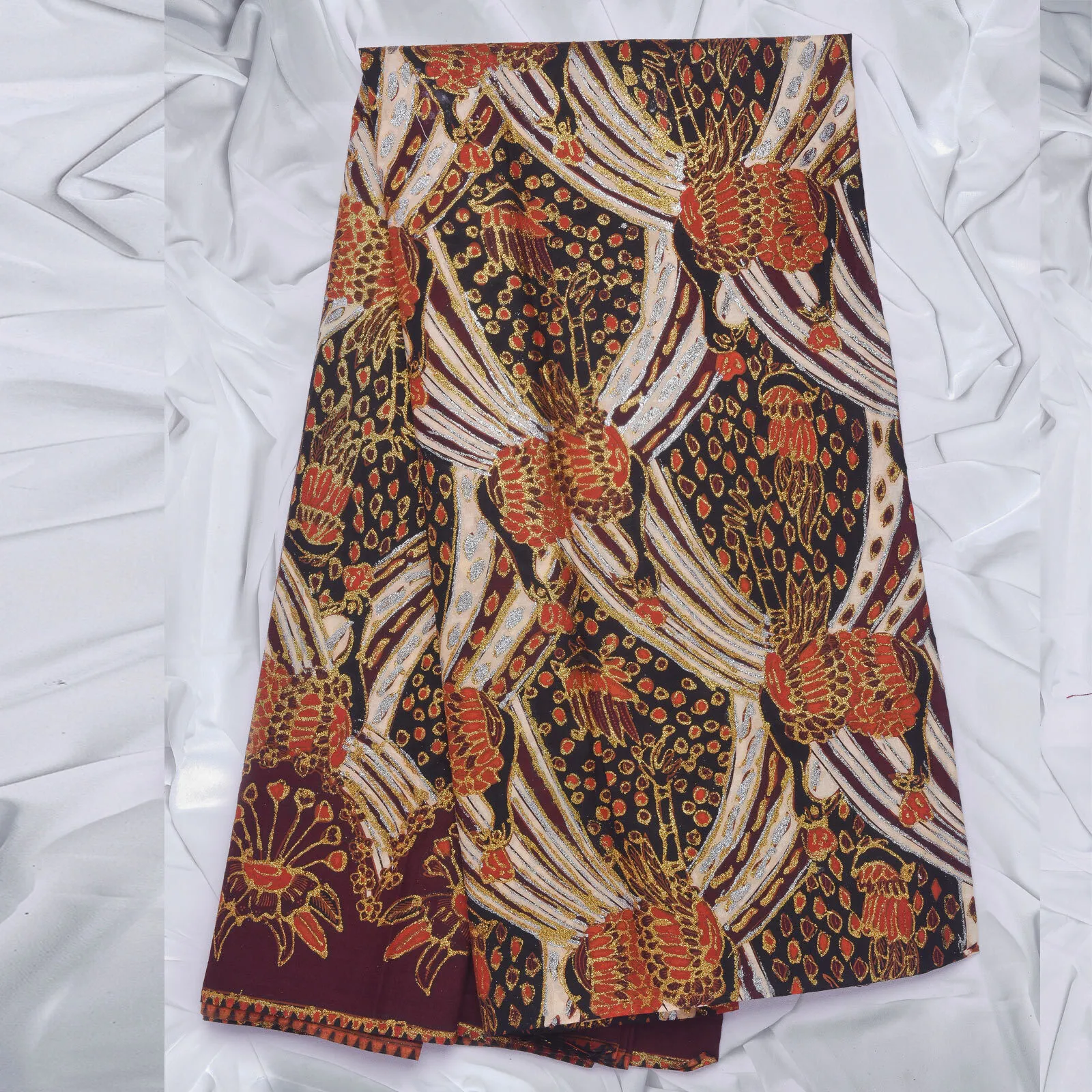 (KAM-124) Kain Pengantin Sunda Merak Ngibing Orange Emas