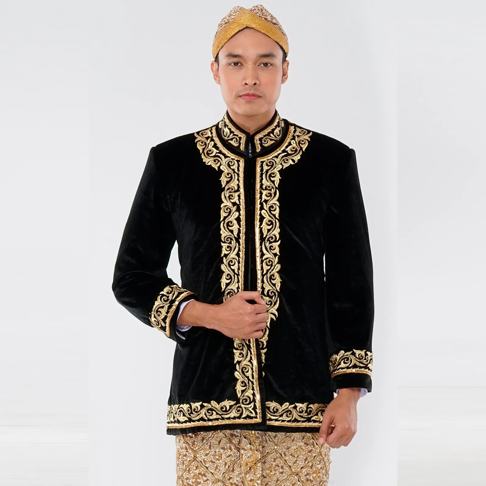 (BJ-027) Beskap Pengantin Bludru Hitam Elizabeth Pakem