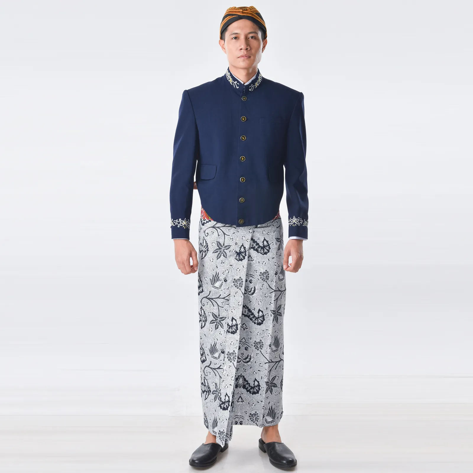 (ATJ-003) Beskap Biru Dongker Bordir Atela