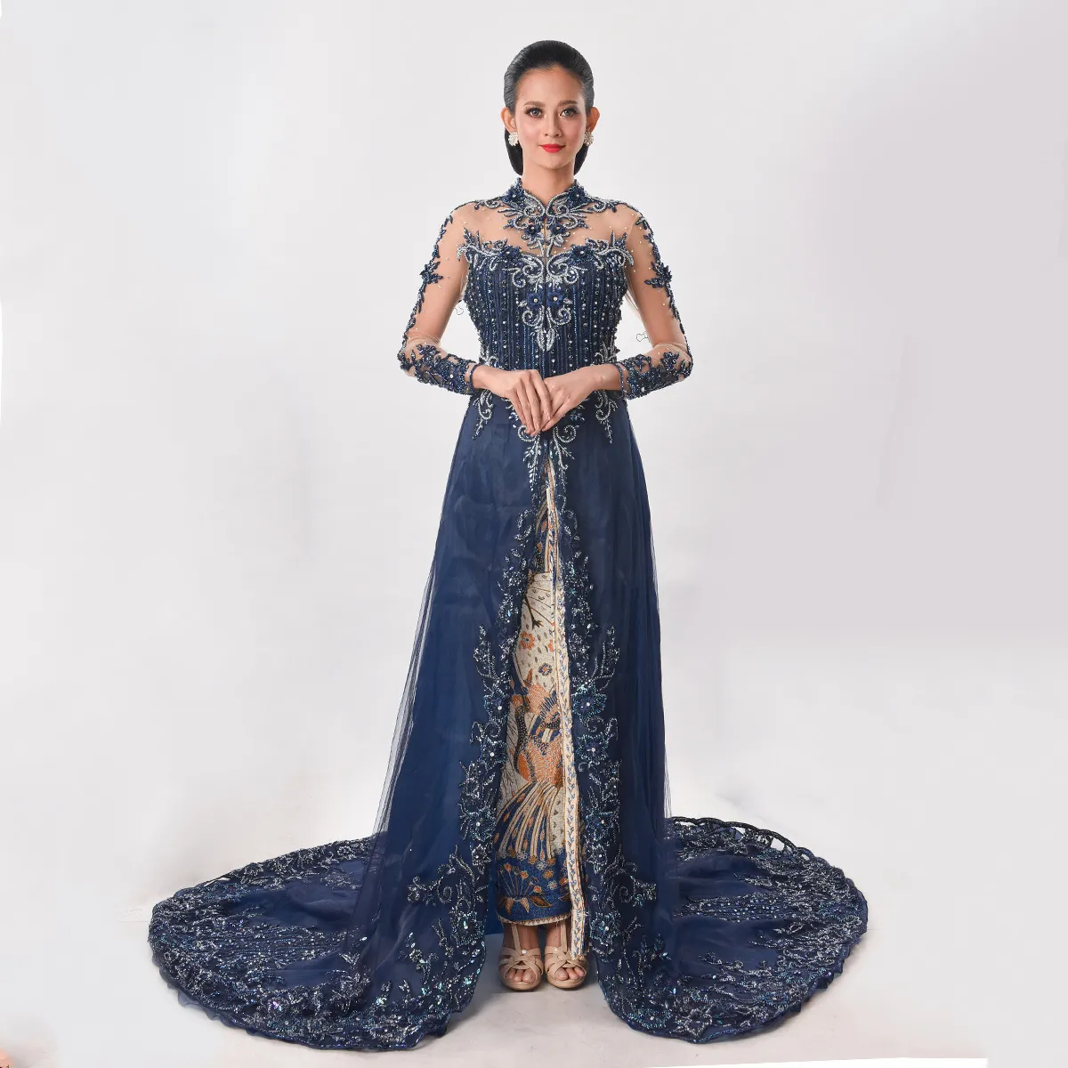 (KE-005) Kebaya Pengantin Biru Navy Anindhita