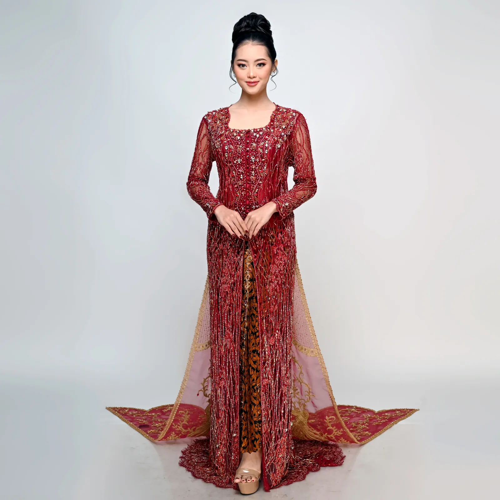 (KE-128) Kebaya Pengantin Marun Syamanda