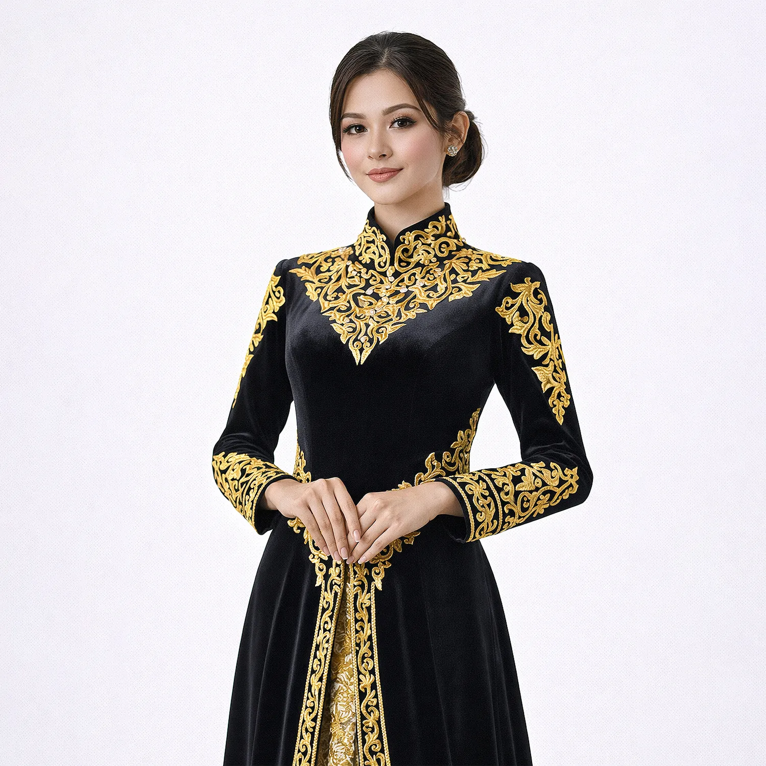 (KE-020) Kebaya Pengantin Bludru Hitam Puspita