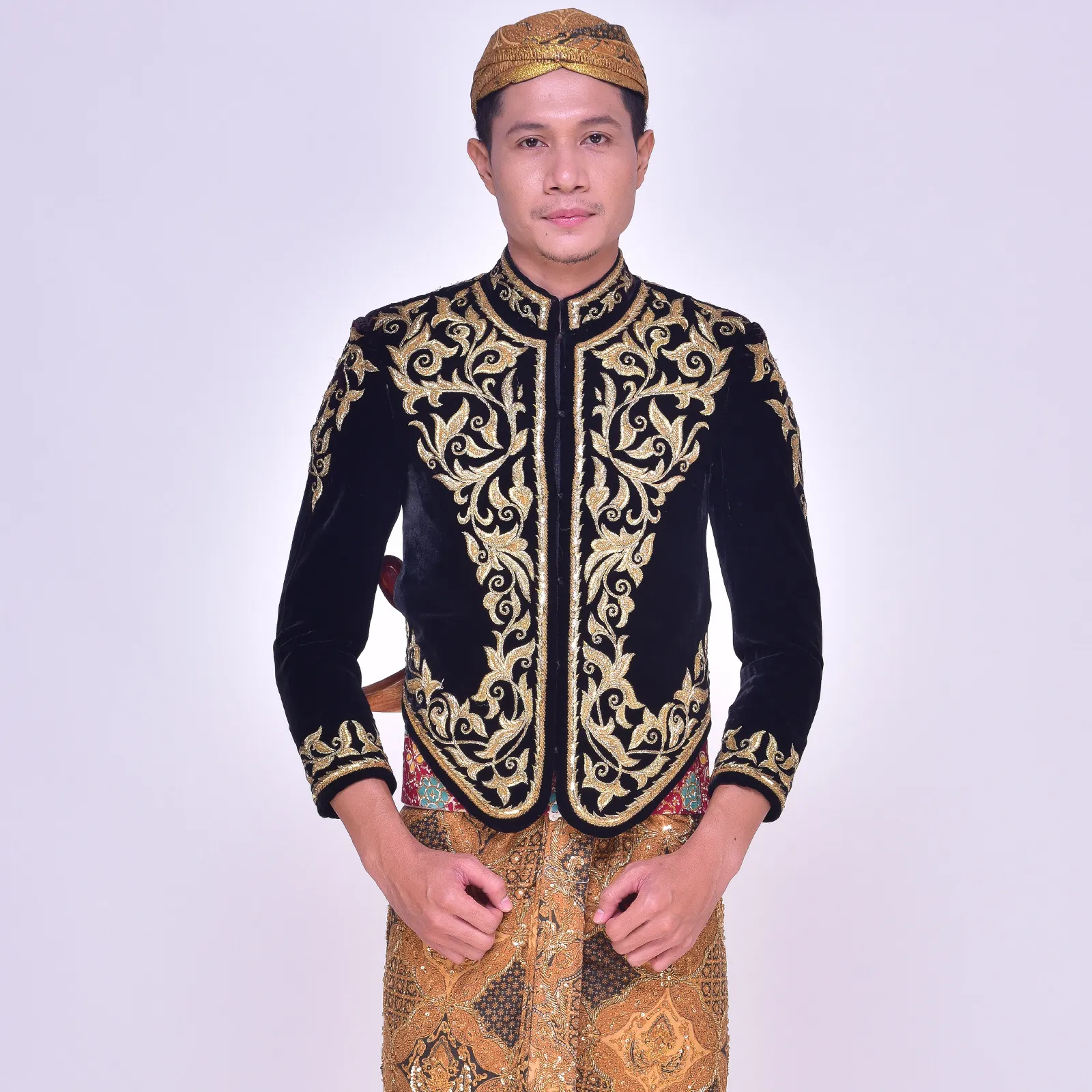 (BJ-113) Beskap Pengantin Bludru HItam Elizabeth