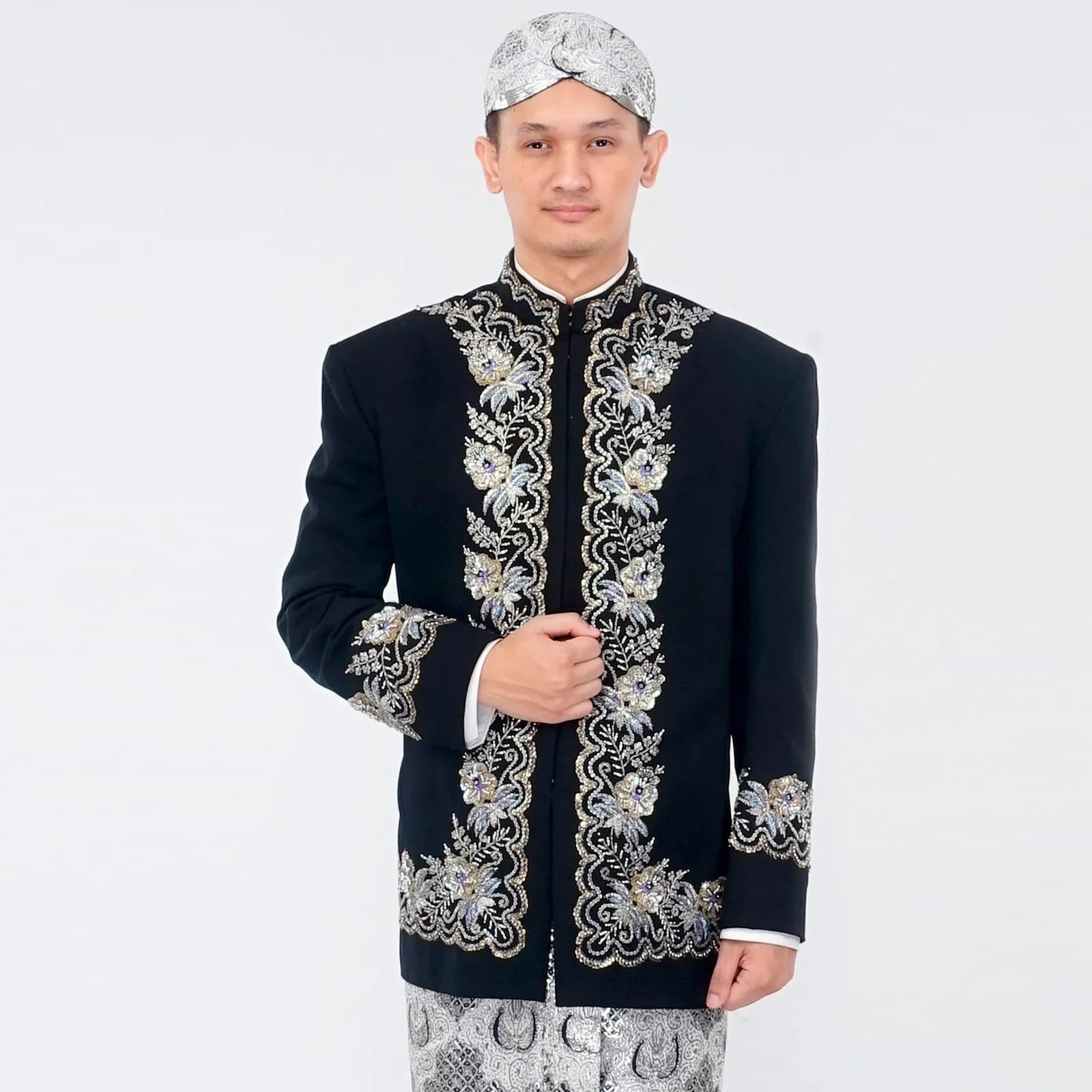 (BS-075) Beskap Pengantin Hitam Silver Mimi