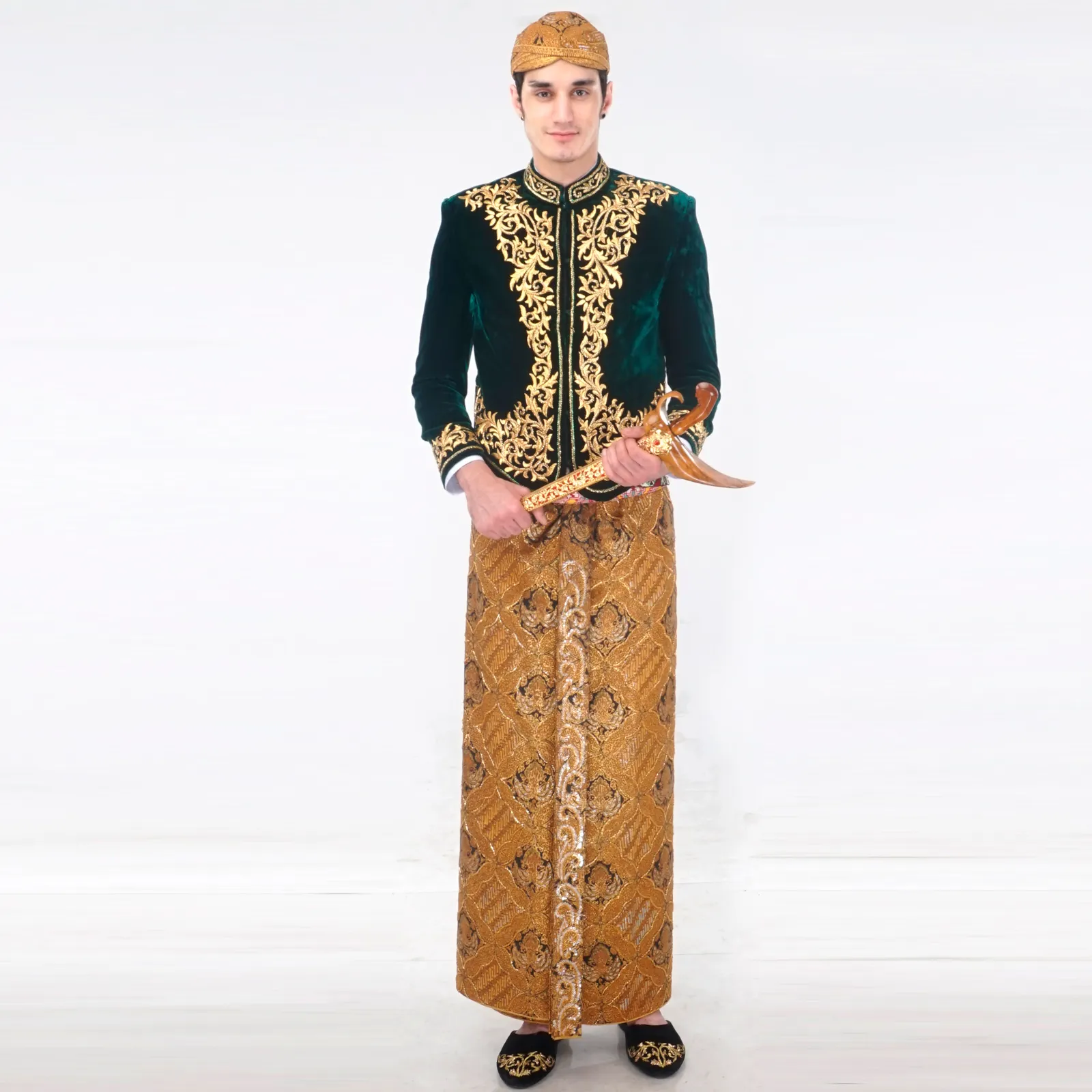 (BJ-017) Beskap Pengantin Bludru Hijau Intania