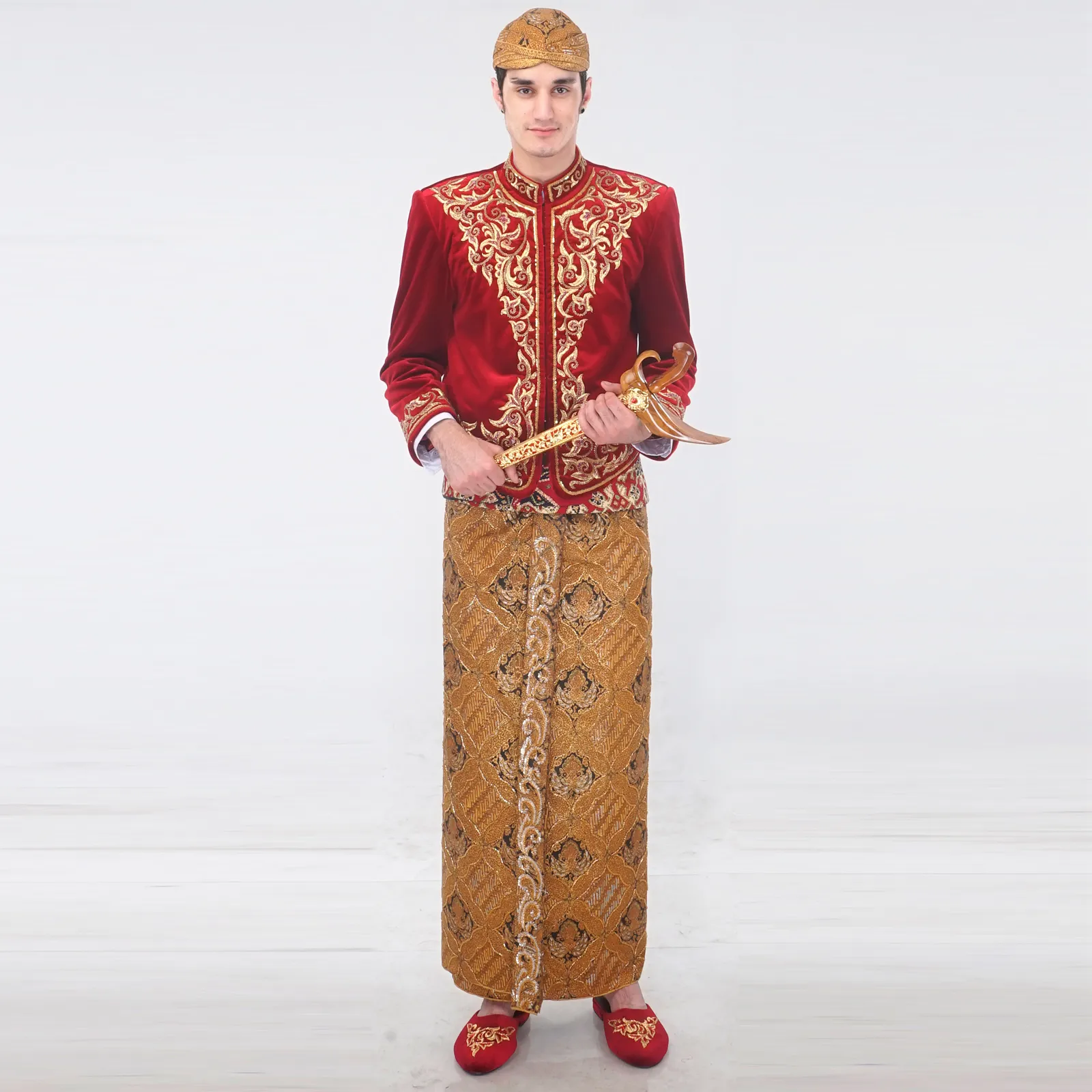 (BJ-032) Beskap Pengantin Bludru Merah Angelia Dyah