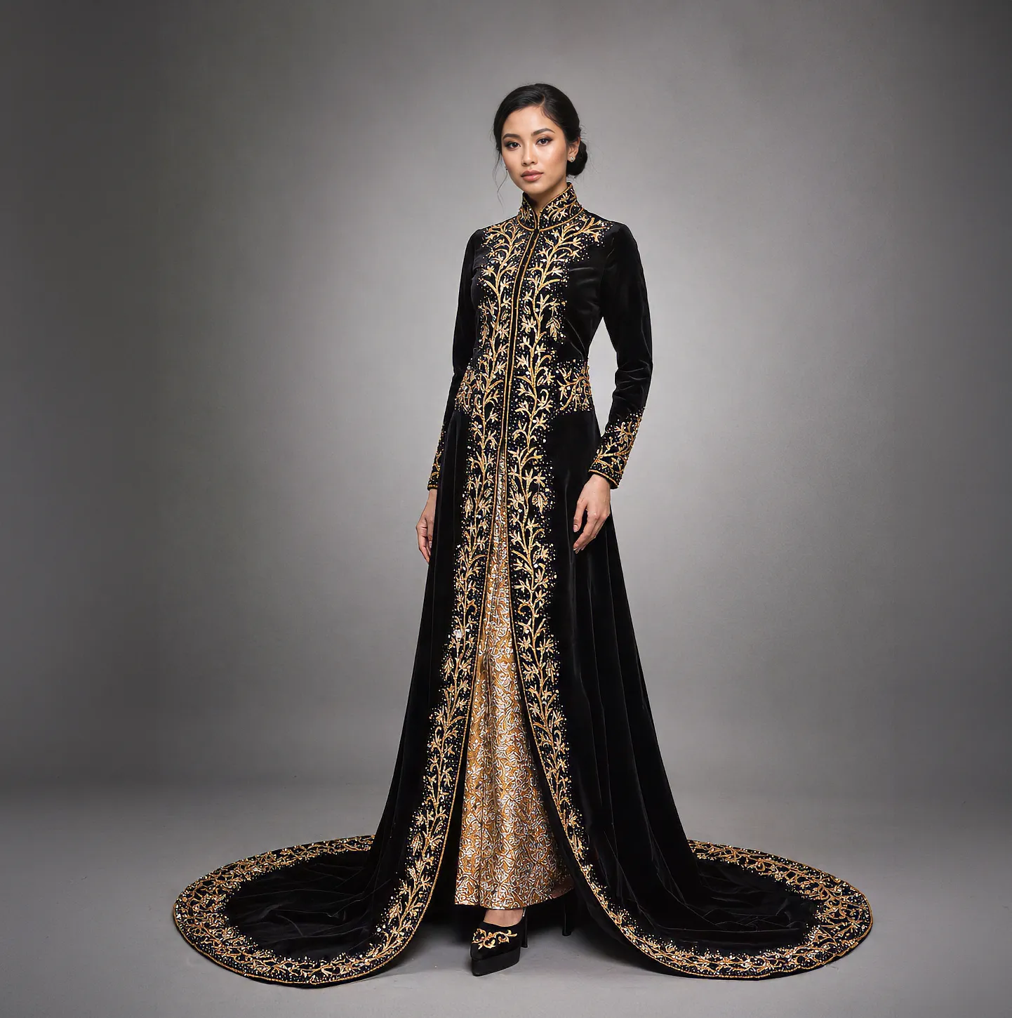 (KESS-029) Kebaya Pengantin Bludru Hitam Arsetiyanita