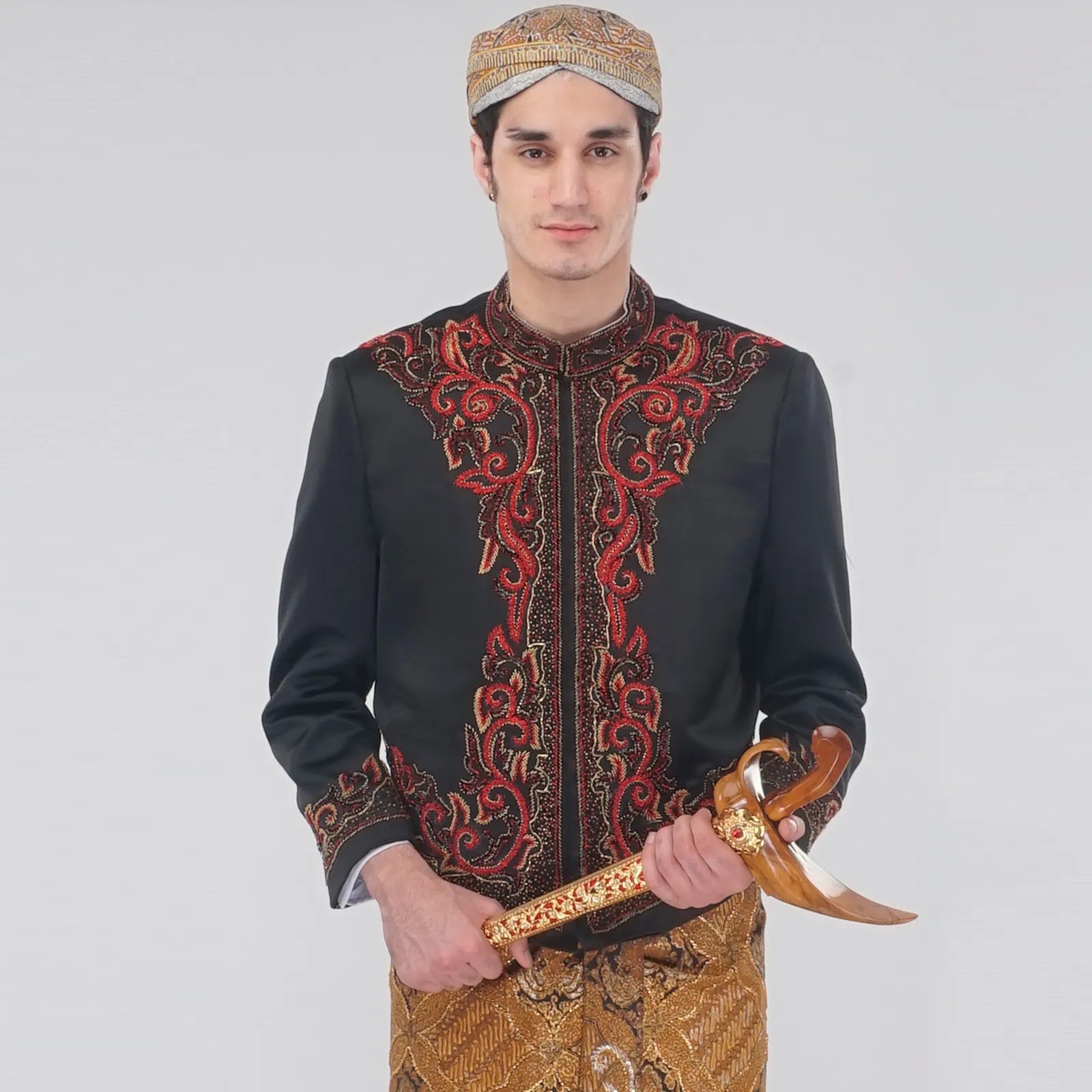 (BJ-078) Beskap Pengantin Hitam Merah Dyah Ayu