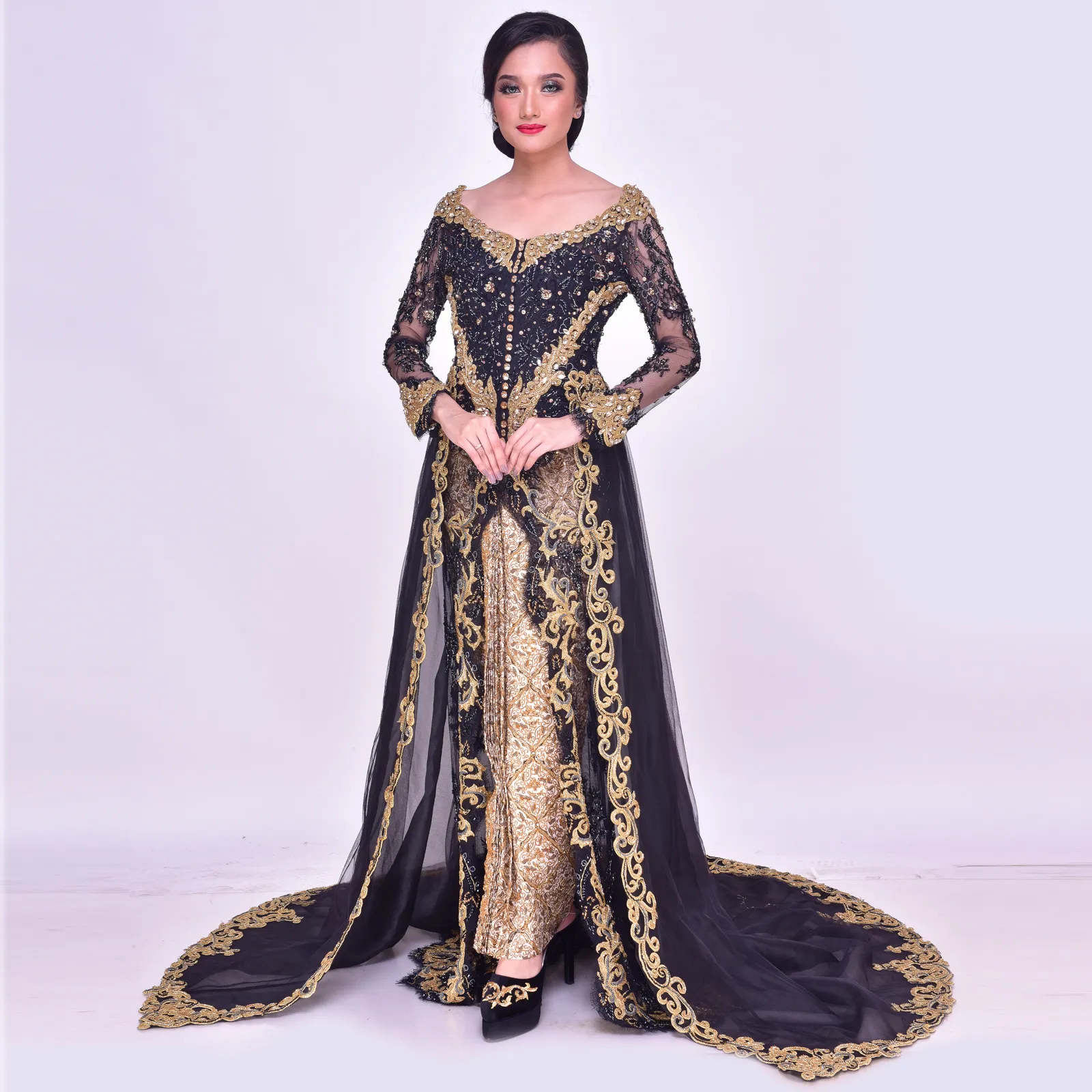 (KE-088) Kebaya Pengantin Hitam Hetty