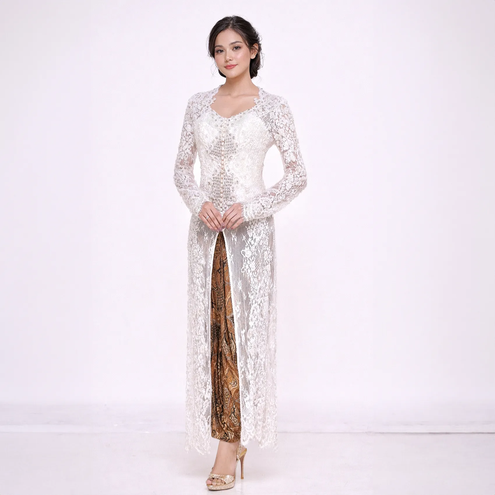 (KE-082) Kebaya Pengantin Putih Sari Intan