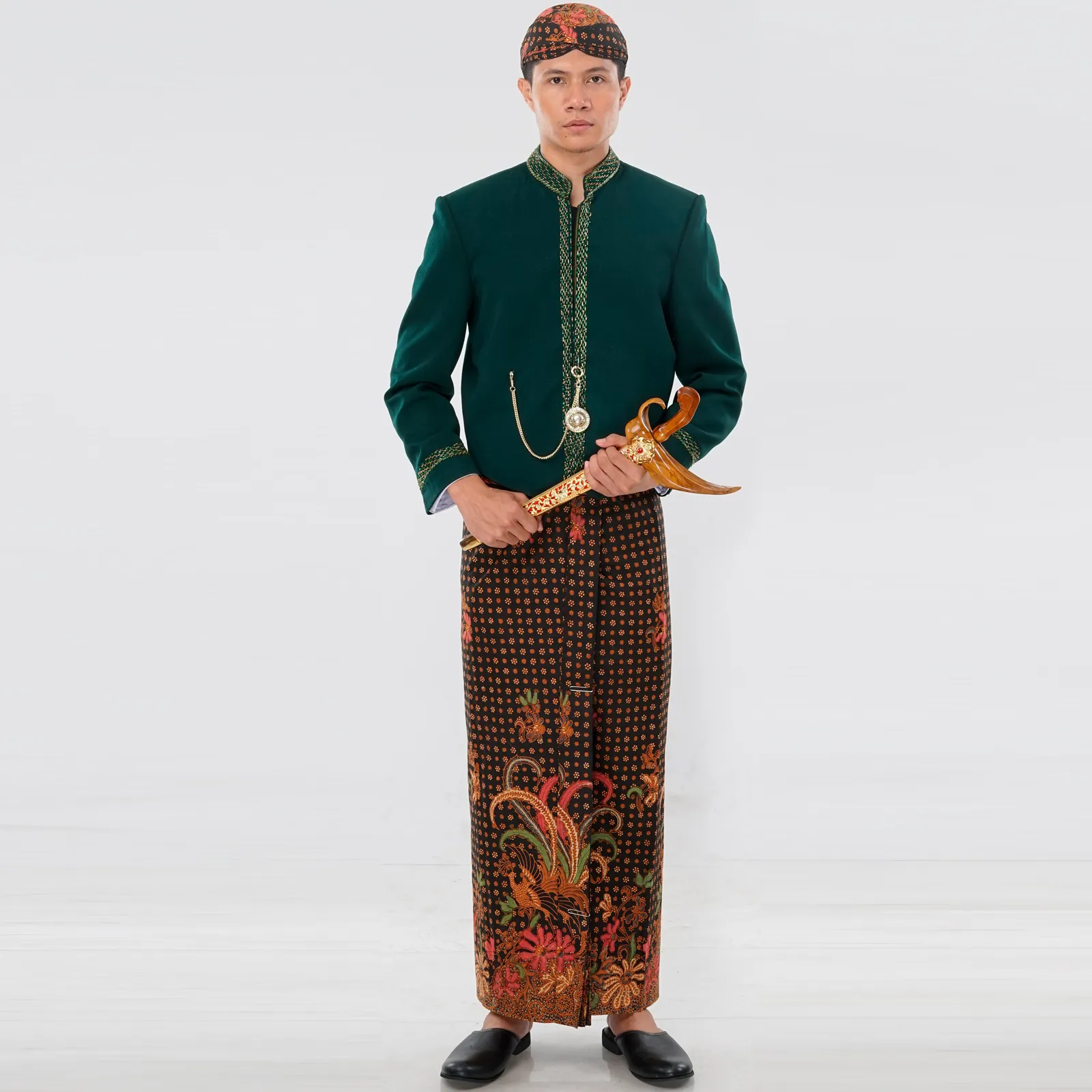 (OTJ-021) Beskap Hijau Botol Payet Lurus (Gliter)