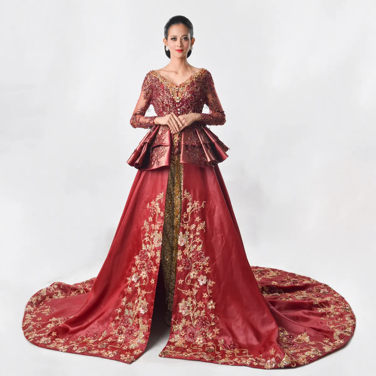(KE-053) Kebaya Pengantin Marun Paris