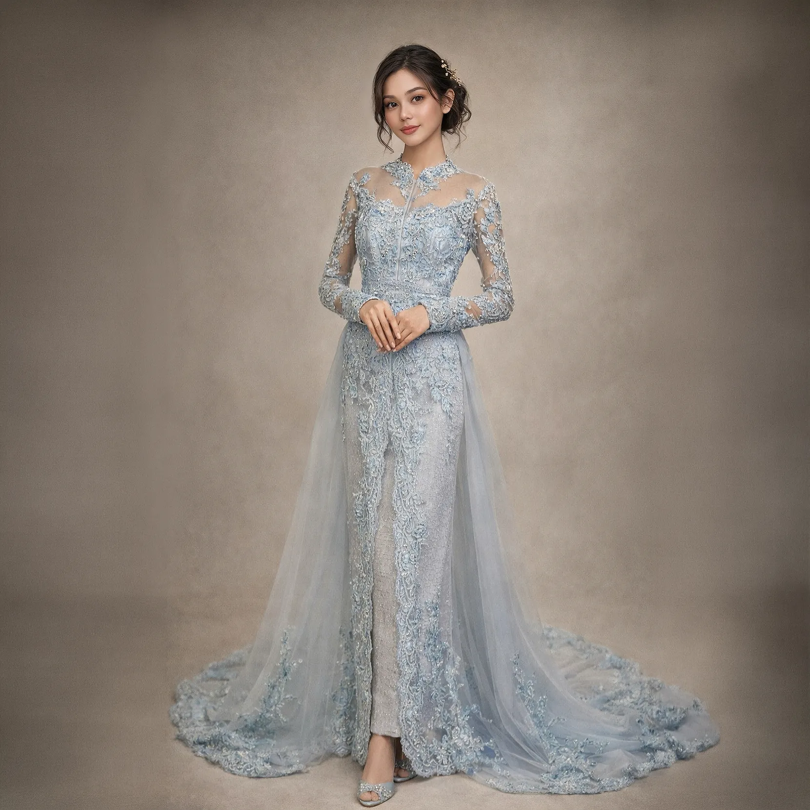 (KE-009) Kebaya Pengantin Biru Tya