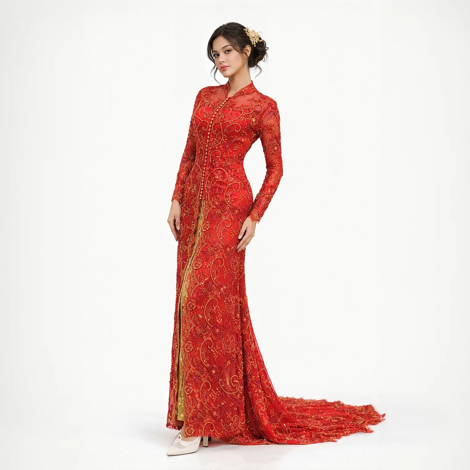 (KE-137) Kebaya Pengantin Merah Aesha