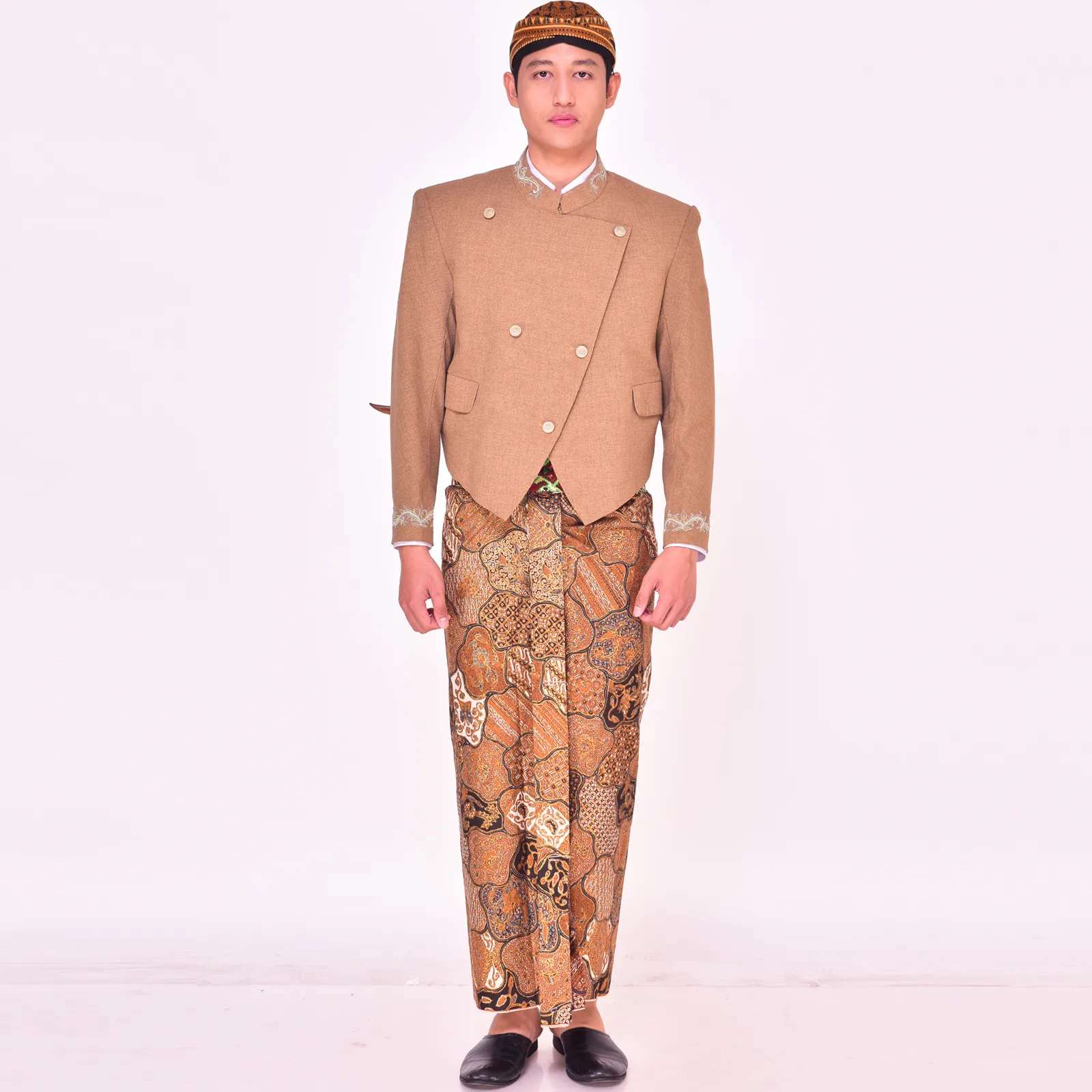 (ATJ-034) Beskap Coklat Bordir Cekak