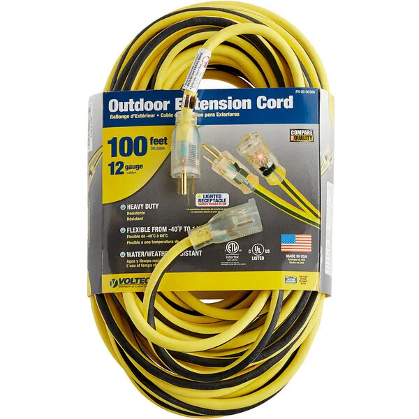 100' Yellow Extension Cord
