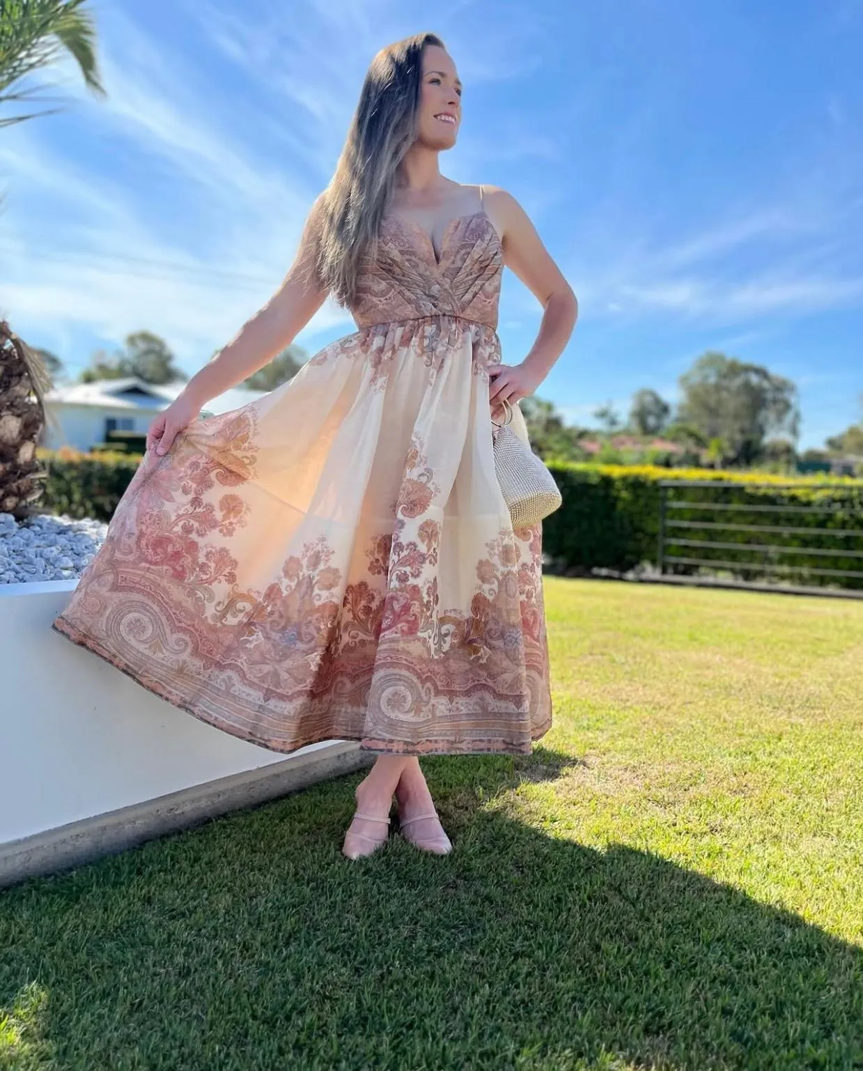 Zimmermann Illustration Draped Midi Dress