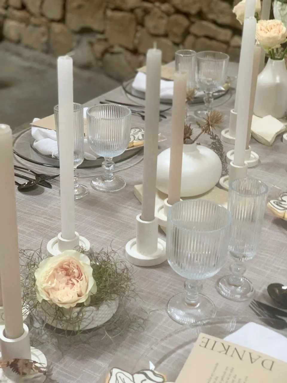 Na044 Cream Concrete Candle Stick - Large