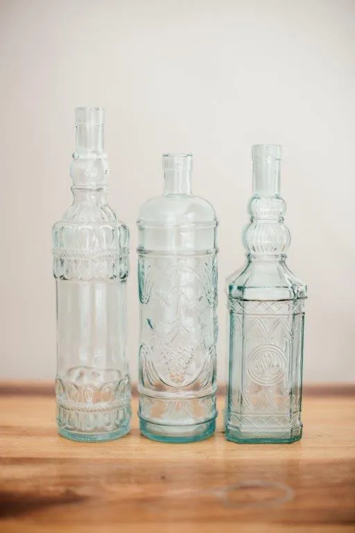 Gl038 Assorted Blue Tint Glass Bottles 
