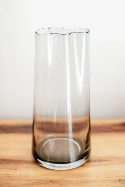 Bl013 Rippled Edge Glass Vase Large 32x15cm