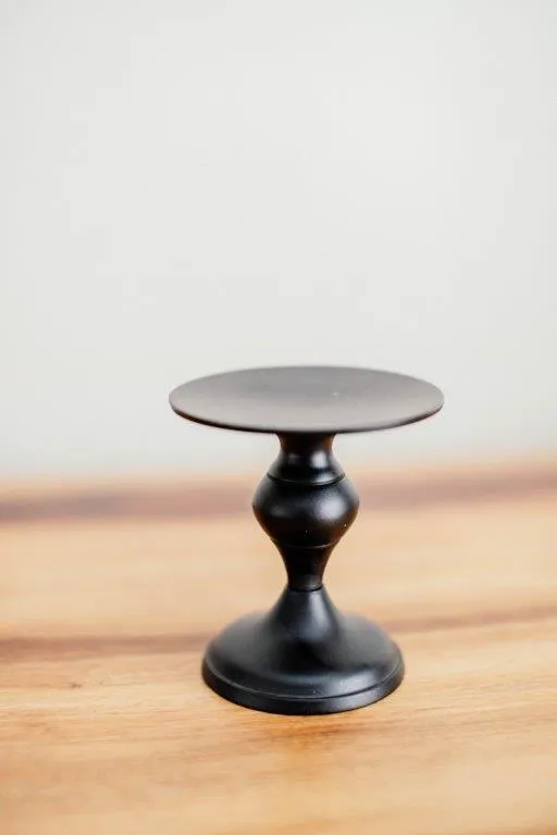 Bl023 Black Round Top Candle Stick 10x9cm