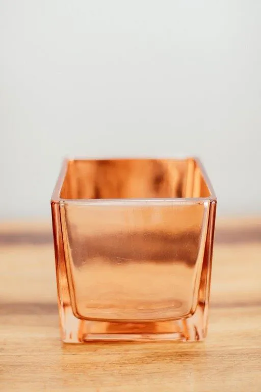 Ro022 Rose Gold Square Vase 12cm