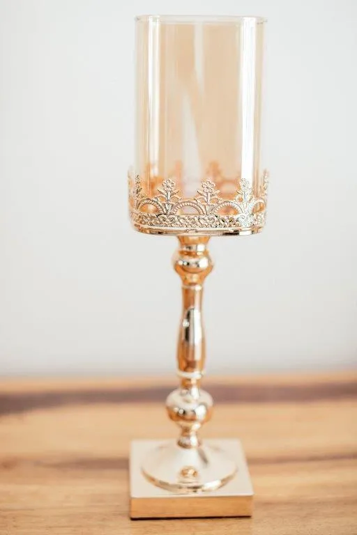 Go020 Gold Detail Candle Holder 39cm