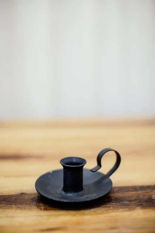 Bl039 Black Flat Candle Holder