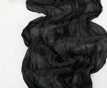 Tb012 Black Crumpled Gauze Runner 4m