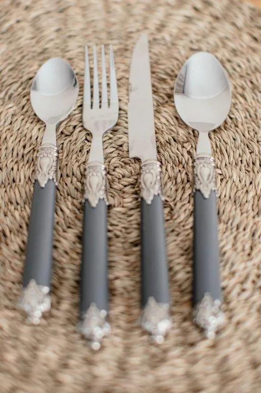 Ct003 Silver & Grey Detail Cutlery 