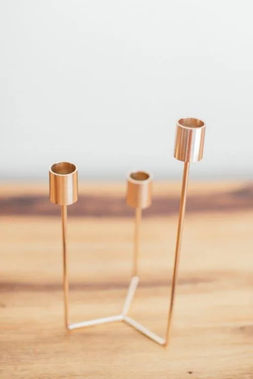 Go012 Gold 3 Tier Candle Stick 23cm