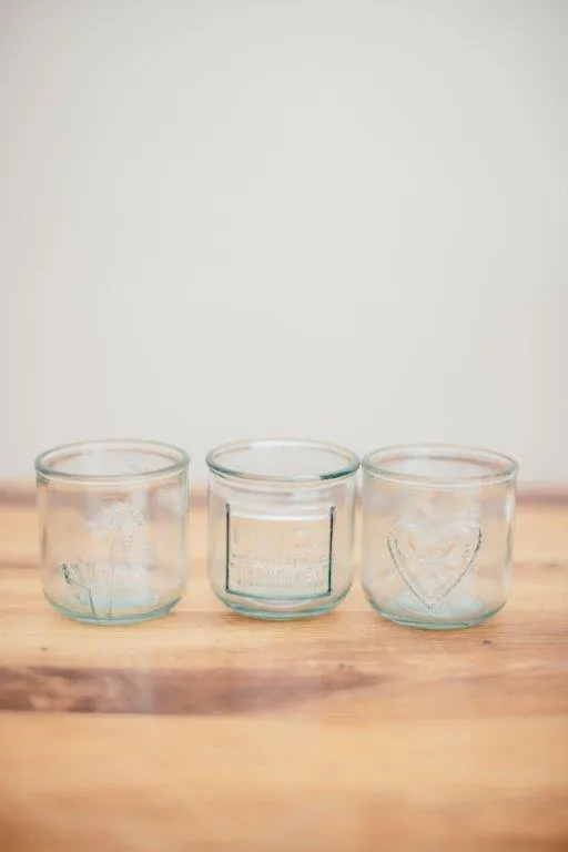 Gl039 Assorted Blue Tint Glass Detail Vase Small 