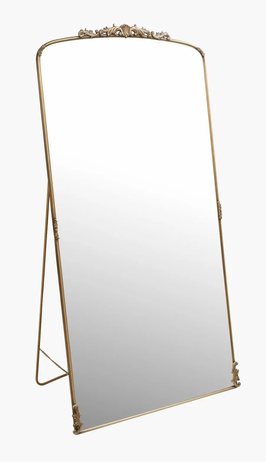 As023 Baroque Brushed Gold Standing Mirror 175x90cm
