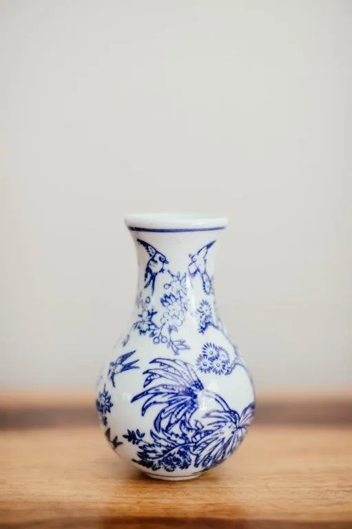 Dl006 Delft Print Bud Vase 12cm