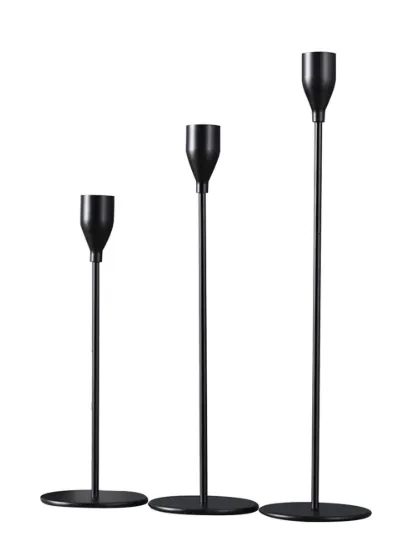 Bl046 Black Sasha Candle Stick 34cm